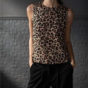 Velvet By Graham & Spencer - Yves Leopard Sequin Tank